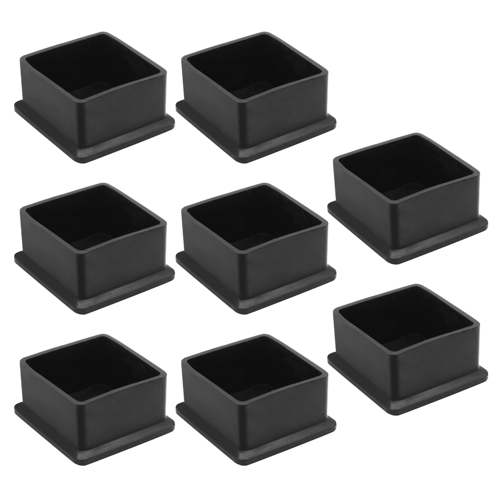 Bonsicoky 8 Pcs Square PVC Furniture Leg Caps (2" x 2"), Vinyl Flexible Chair Leg Floor Protectors for Patio Indoor Chair Table Bed, 50mm x 50mm