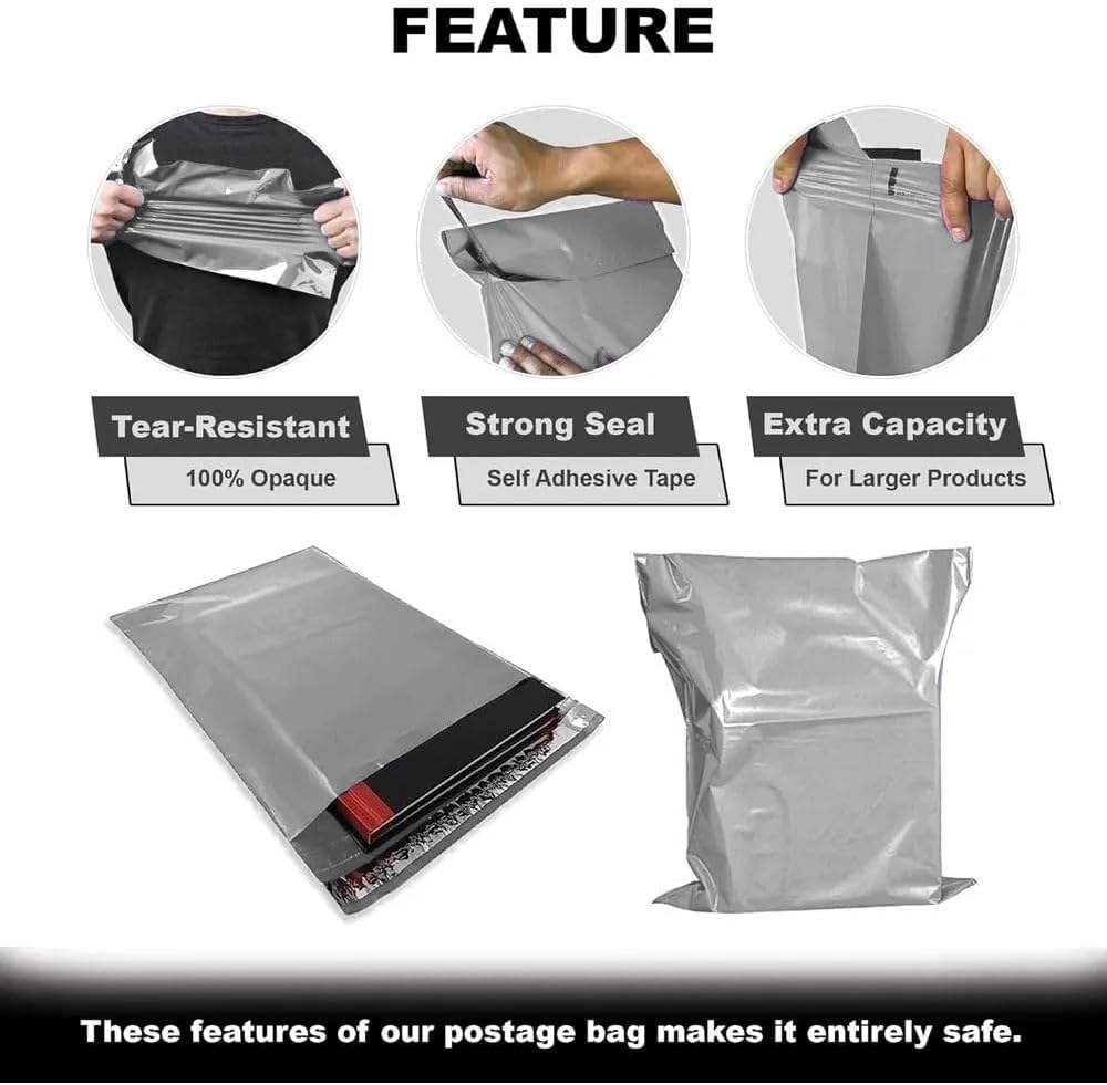 100 X AMD Nexus 9 X 12 Inch Self-Seal Grey Mailing Bags, Tear Proof Postal Parcel Delivery Bags, Lightweight Flexible Envelopes - Image 3