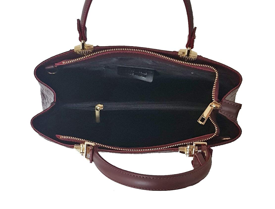Borsa a mano in vera pelle stampa floreale made in Italy BC143