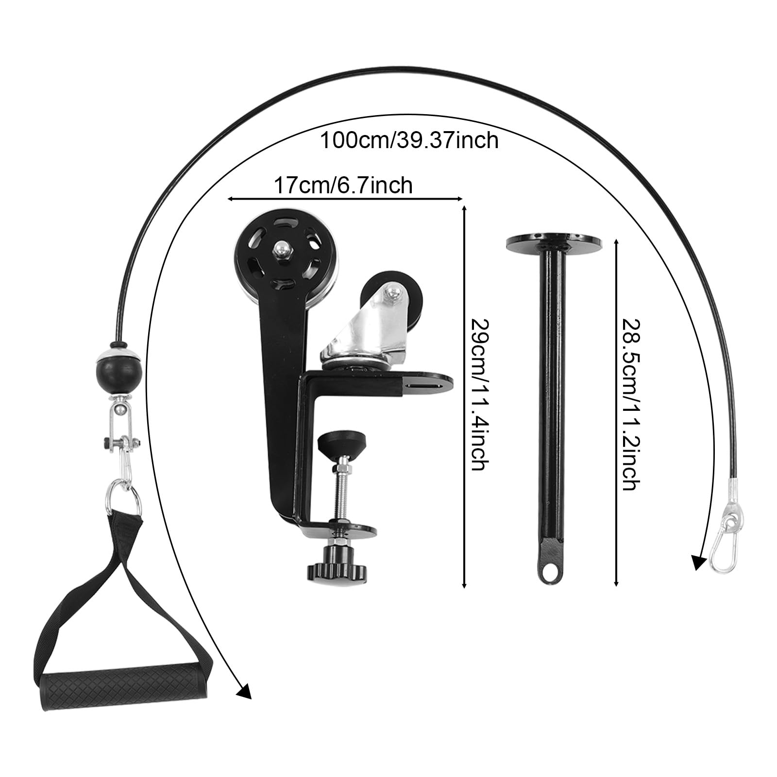 Arm Wrestling Trainer mit 1m Kabel, verstellbarer Widerstand, max.80kg | 17×29 cm Flaschenzug,für Armwrestler,Handgelenktraining,Flaschenzugmechanismus