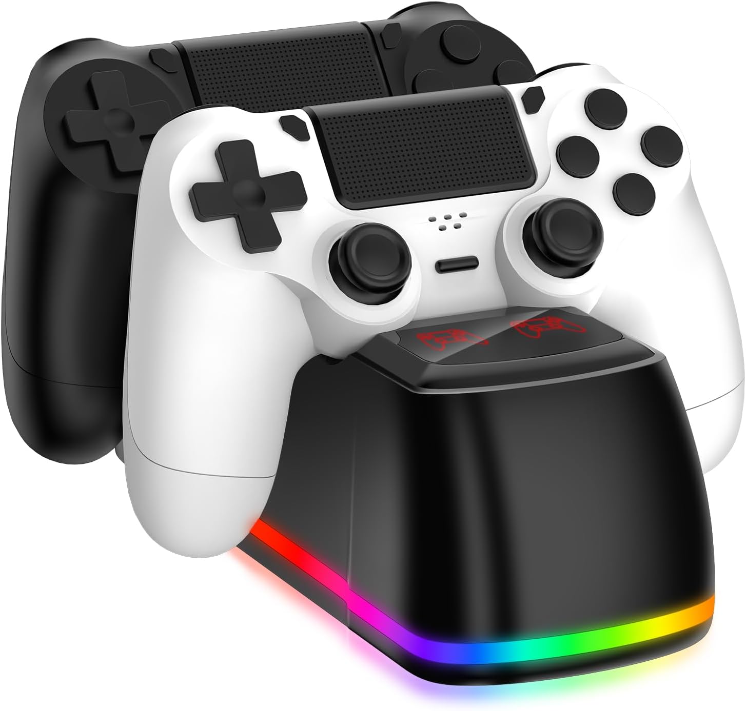 Dual Controller Charging Station for P4 - LED Charging Dock with Red/Blue Light Indicators, Fast Charging for 2 P4 Controllers, Overheat & Short-Circuit Protection