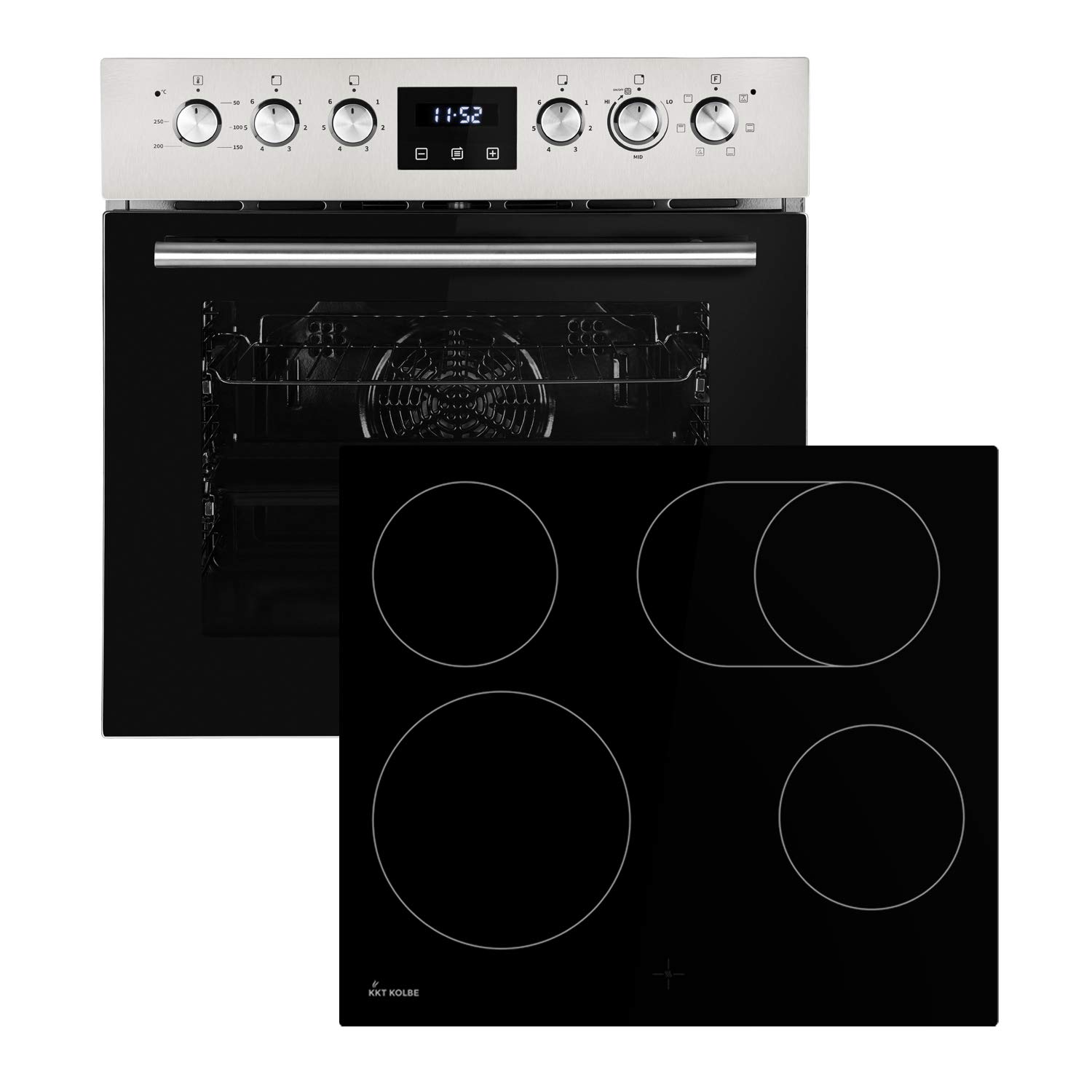 Herdset: 60cm Einbaubackofen EH6309ED + 59,5cm Glaskeramik Kochfeld EM5901RL Grill Umluft Teleskopauszüge Automatik-Timer 2-fach Wärmeschutzverglasung SET6309ED