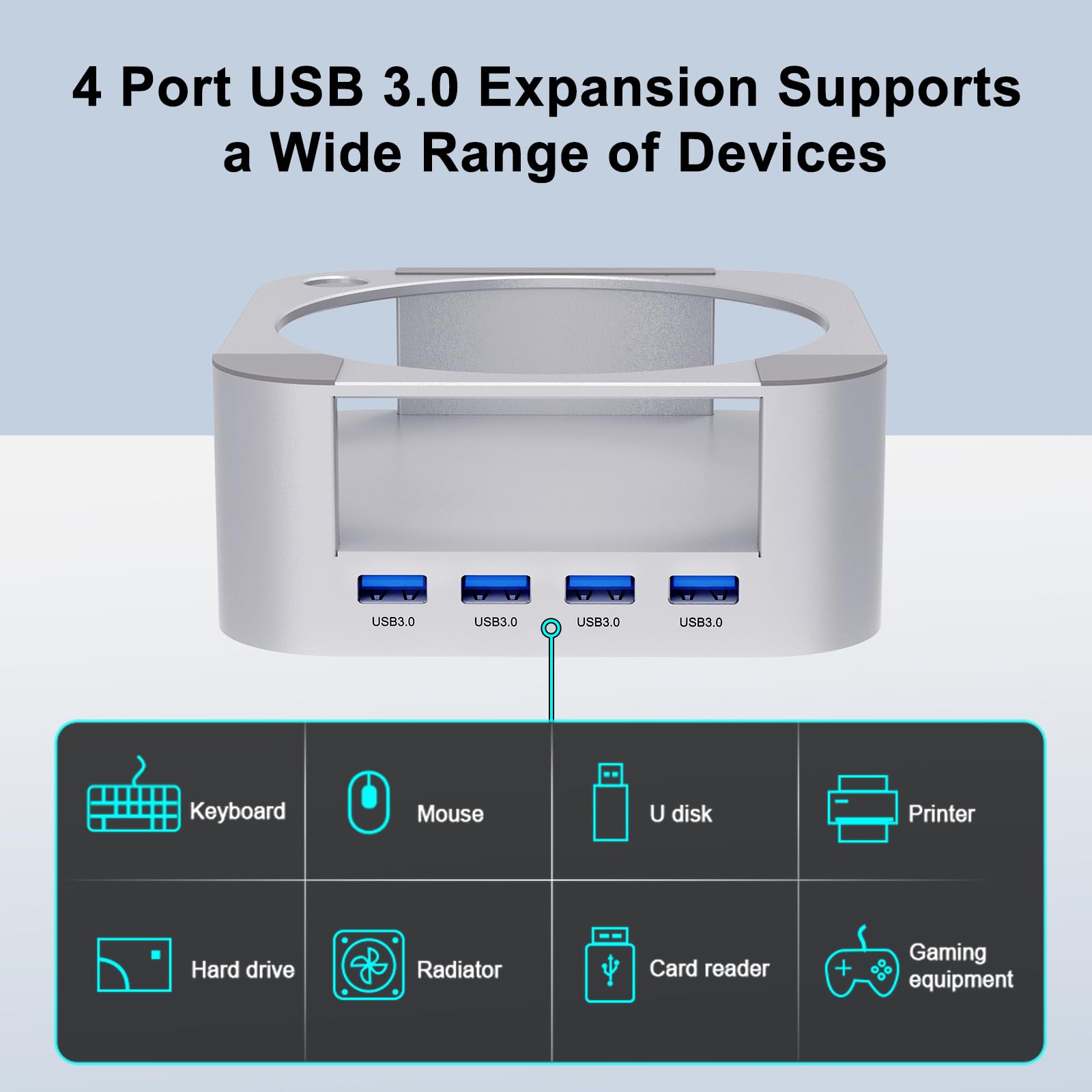 Docking station per dissipazione del calore e hub USB3.0 per la presenza di 4 adattatori per porte ad alta velocità