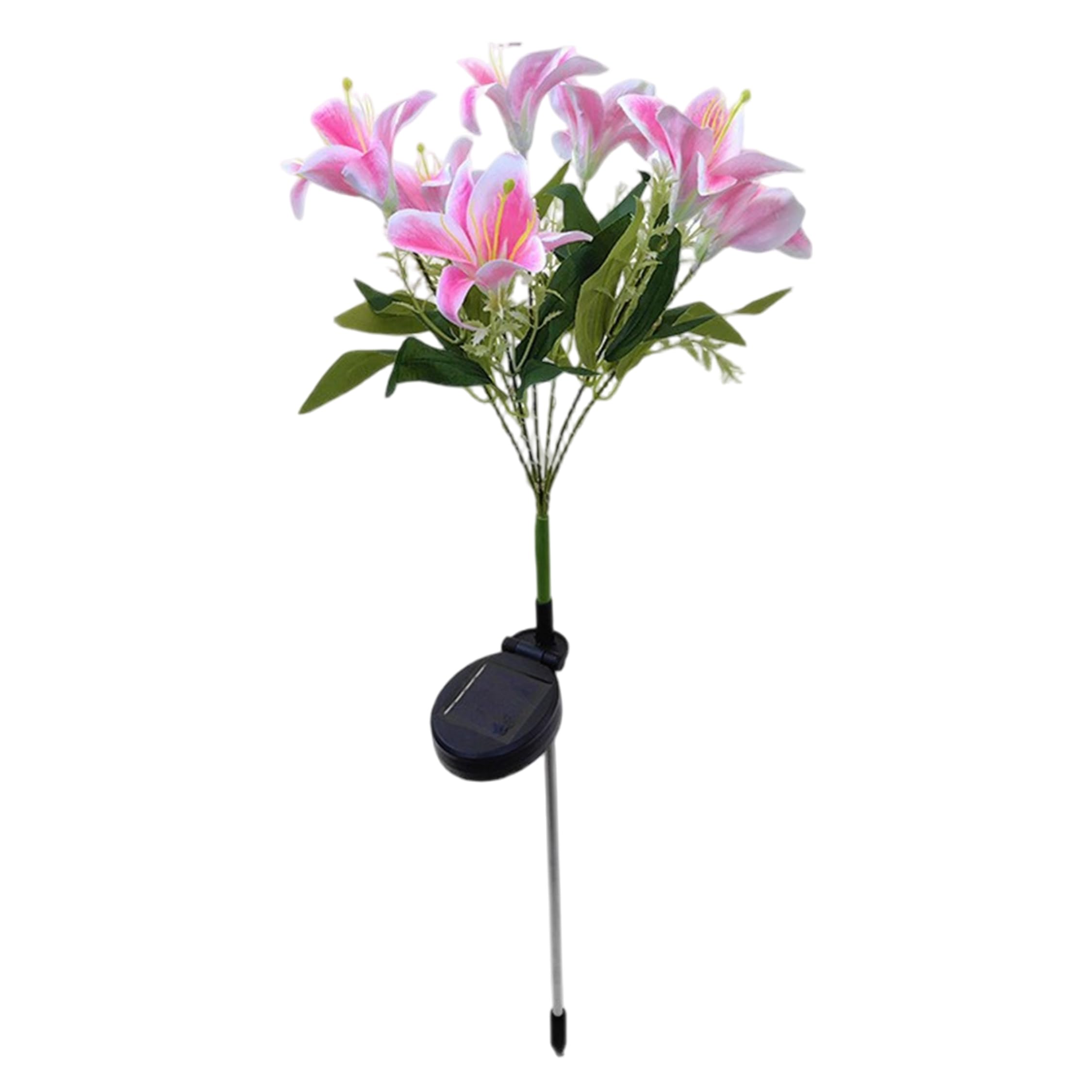 StaZamor 7-Head 28in Solar Lily Flower Lights with Auto Dusk Lighting & Easy Install Stake, Waterproof Solar Garden Decor for Lawn Yard Walkway, Style-1