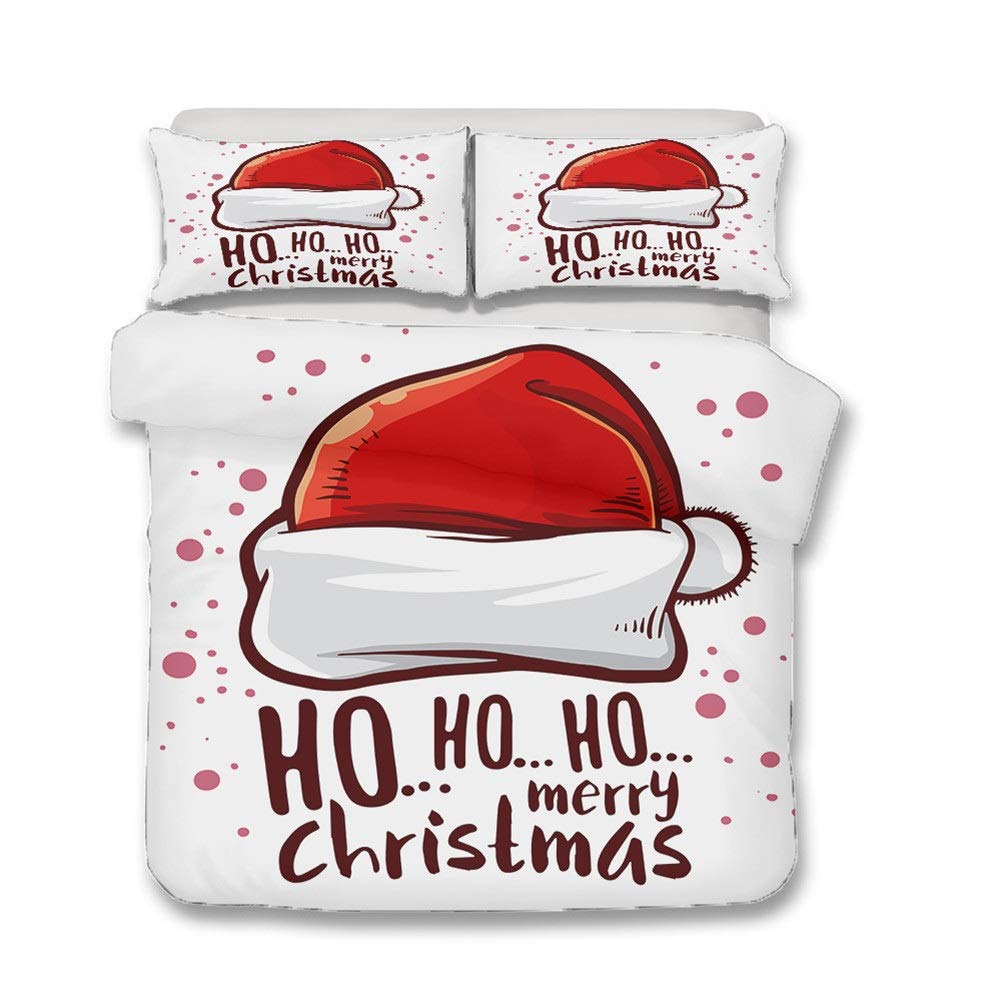 YYHQHE Christmas Decoration Bedding set 3D Digital Printing Santa Claus Bed Sheet Duvet Cover and Pillowcase Home Textiles (Color : #6, Size : UK King-220×230cm)