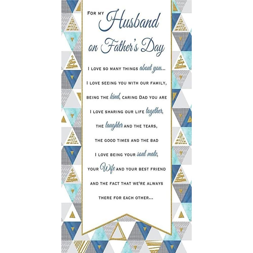 Piccadilly Greetings Sentiment Father's Day Card Husband - 9 x 6 inches - Regal Publishing, (C88408)