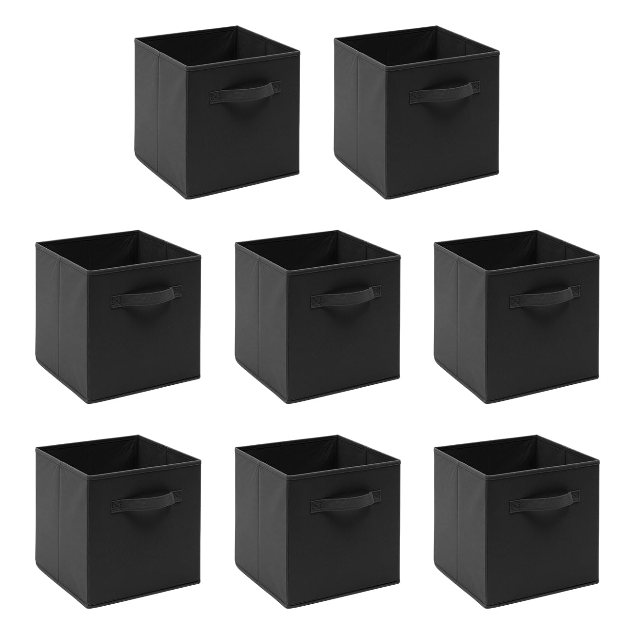 Boju Black Unit Storage Box Cube Set Of 8 For Wardrobe Canvas Storage Box Bin Organiser Fabric Collapsible With Handle For Kids Toys Clothes Laundry Underwear Bedroom (, ×8)