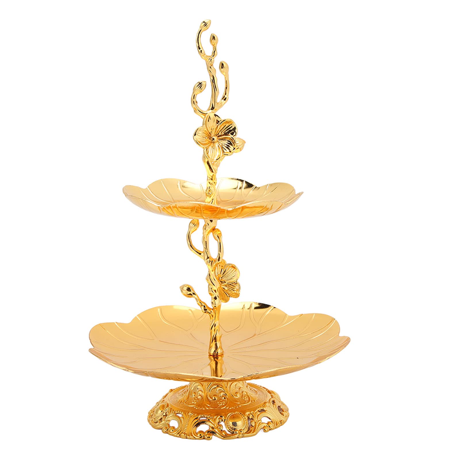 2 Layer Dessert and Cake Stand, European Style Gold Metal Cupcake Stand, Easy Assemble Two Tiered Tray for Candy Dessert Dried Fruit, Serving Tray for Wedding Birthday Parties Tea Party Decorations