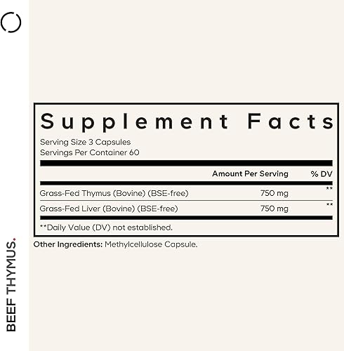 Miniatura 2 de Codeage Suplemento de timo de ternera alimentada con pasto, superalimento, liofilizado, sin desgrasar, píldoras desecadas de timo e hígado, carne