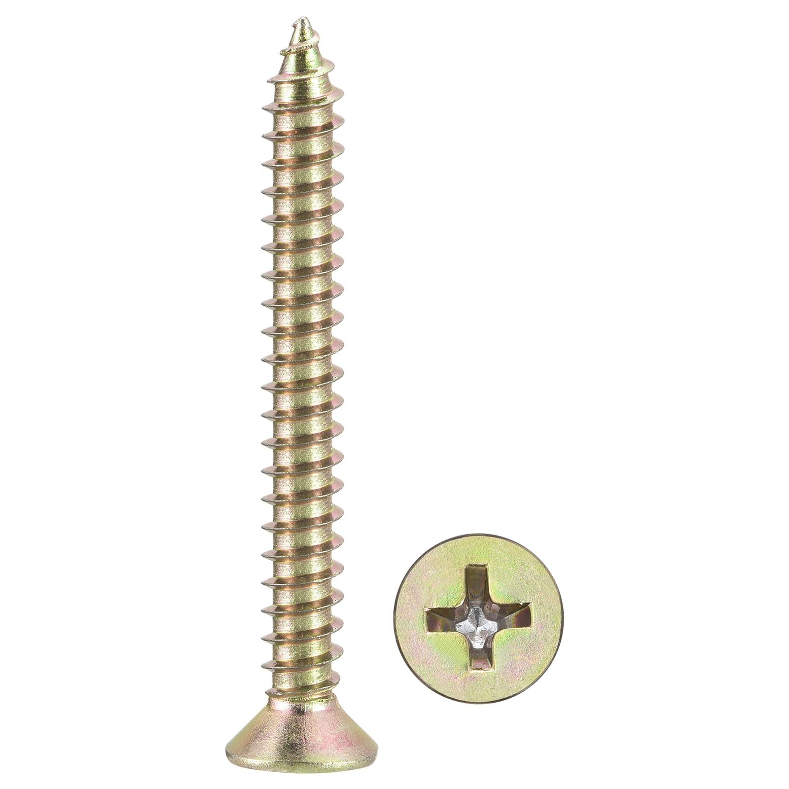 METALLIXITY Countersunk Phillips Wood Screws (#8x1-1/2") 175Pcs, Carbon Steel Coarse Thread Phillips Drive Flat Head Wood Screws - for Furniture Installation Repair, Color — image 1