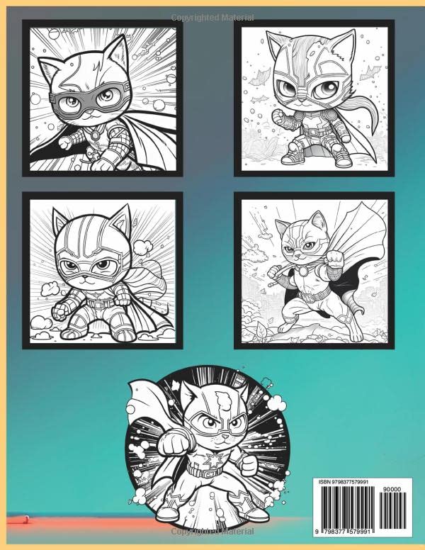 Miniatura 2 de Cute Superhero Cats Coloring book for Kids (Cute Superhero Animals Coloring book for Kids)