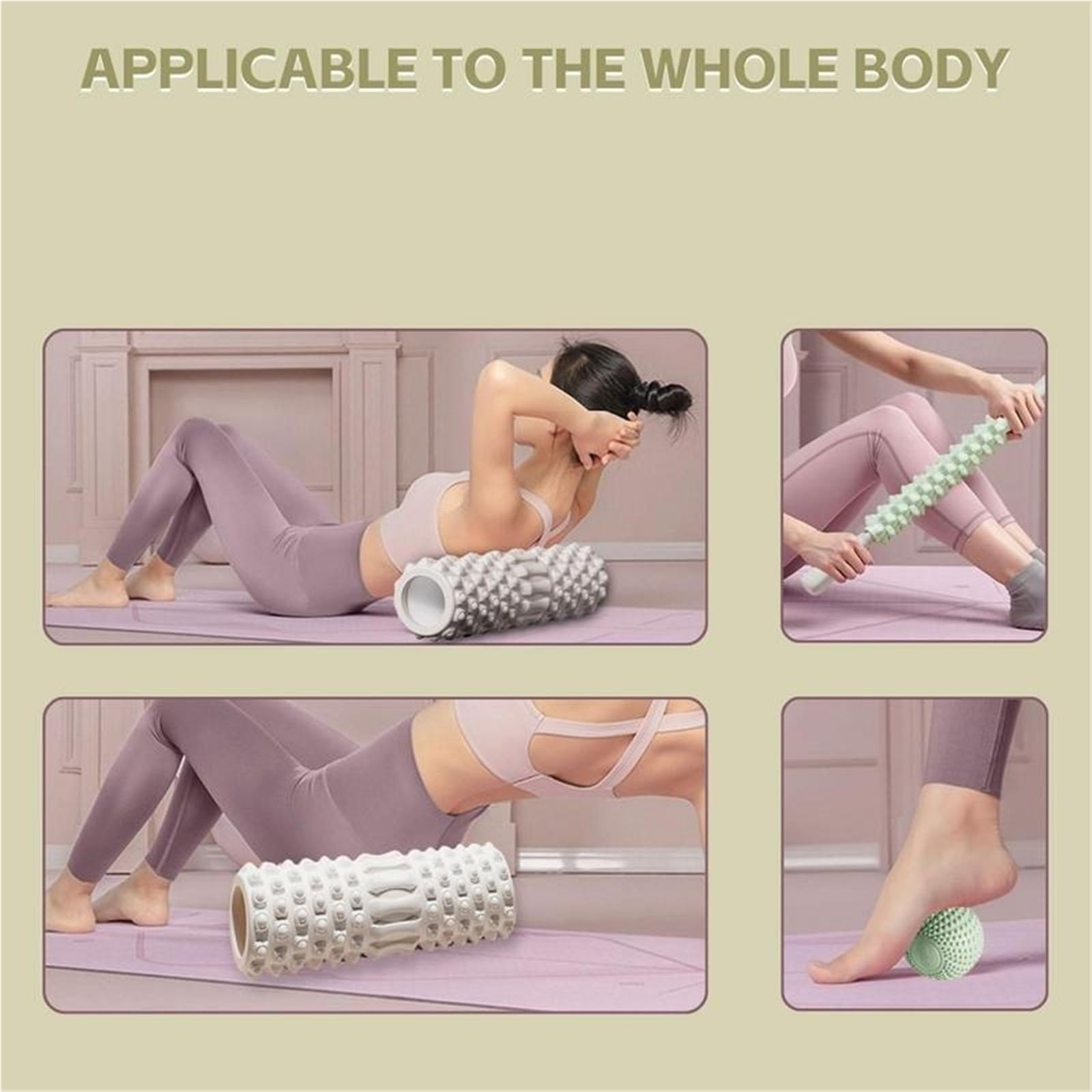 Rullo for massaggio muscolare in schiuma da 2 pezzi in for densità posteriore Muscolo Gambe Braccia for allenamento fitness Yoga Per Sport(White)
