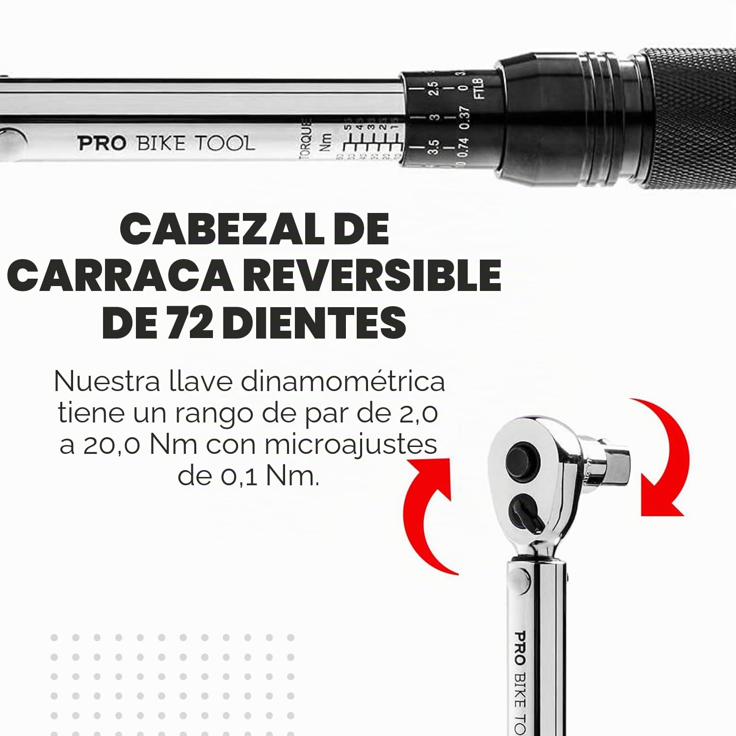 PRO BIKE TOOL 1/4 Llave Dinamometrica para Bici, kit de mantenimiento para bicicletas de carretera y montaña, incluye casquillos Allen y Torx - Kit Llave Dinamometrica Professional para uso preciso