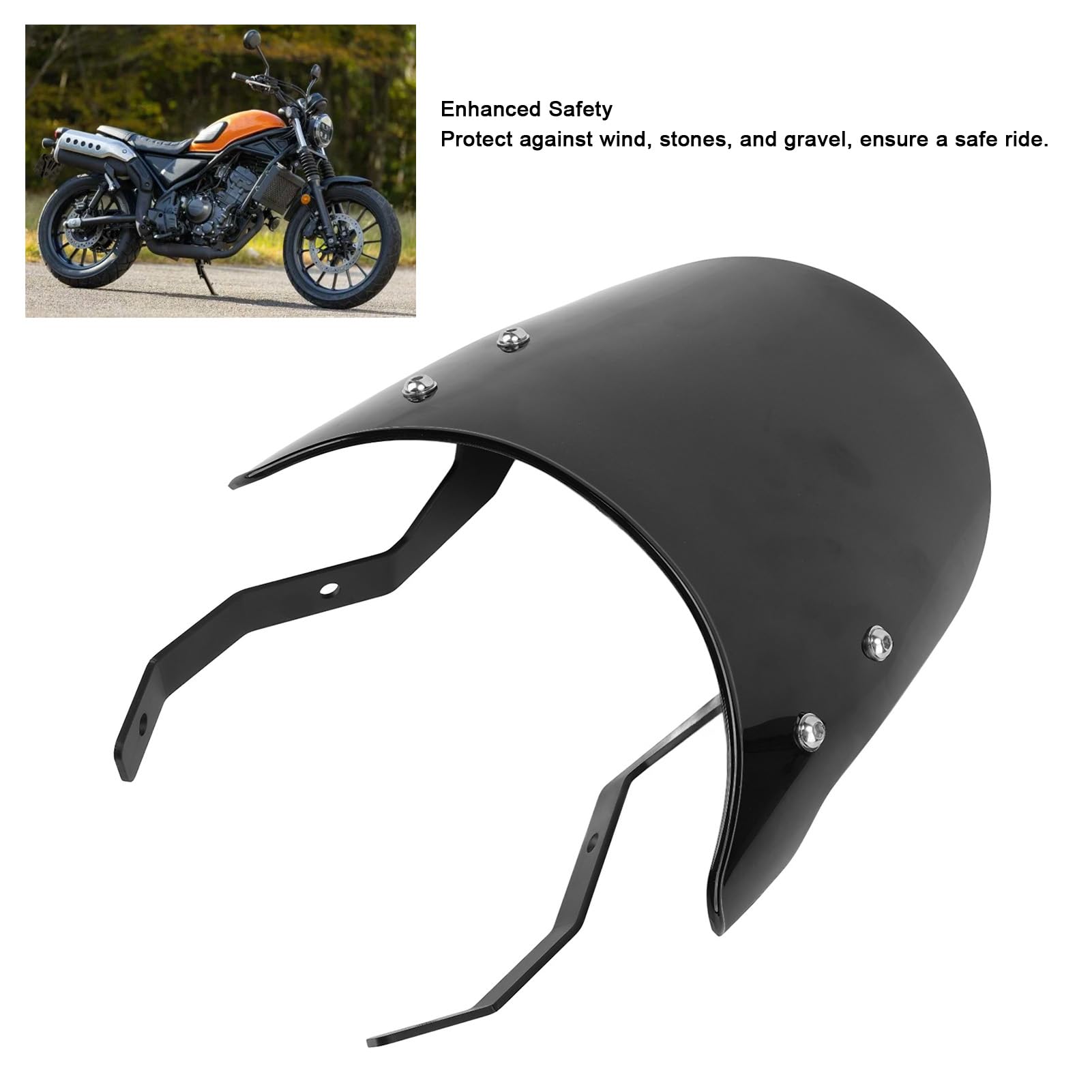 Jiawu Przednia Szyba Motocykla, Zdejmowane Mocowanie Redukcja Szumu Wiatru Motocyklowa Owiewka Przeciwwiatrowa, Zatrzaskowa Szyba Przednia z Materiałem Odpornym na Zarysowania dla CL250 CL300 CL500