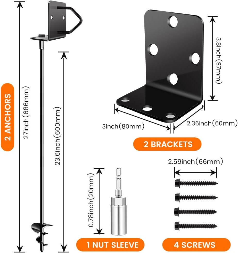 Ground Anchors Screw in 14 Set of 4 Trampoline Stakes Heavy Duty Mobile Home Anchors - Storage Shed Anchors - Playset Swing Set Anchors - Anchors for Fence,Carport,Garden Anchors (4 x 14in) Ground Anchors Screw in 14 Set of 4 Trampoline Stakes Heavy Duty Mobile Home Anchors - Storage Shed Anchors - Playset Swing Set Anchors - Anchors for Fence,Carport,Garden Anchors (4 x 14in)