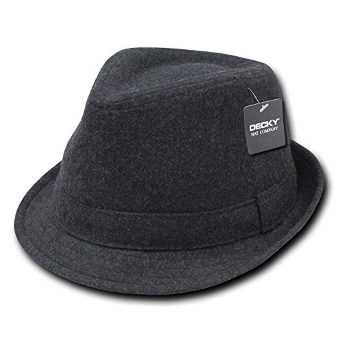 DECKY Melton Fedora Hat, Heather Charcoal, Small/Medium
