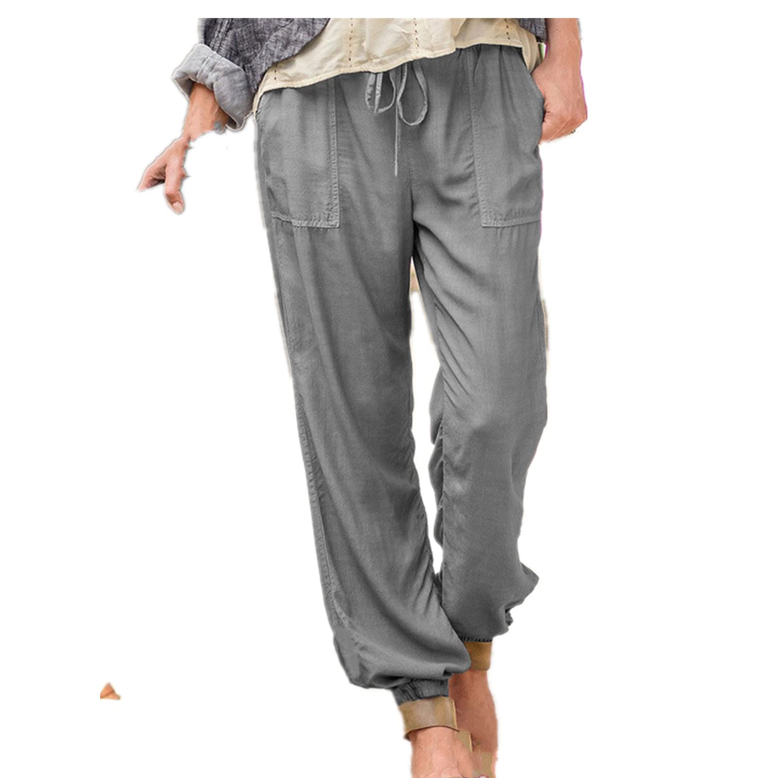 Solid Color Straight Wide Leg Pants Womens high Waist Loose and Thin Casual Fashion Trousers