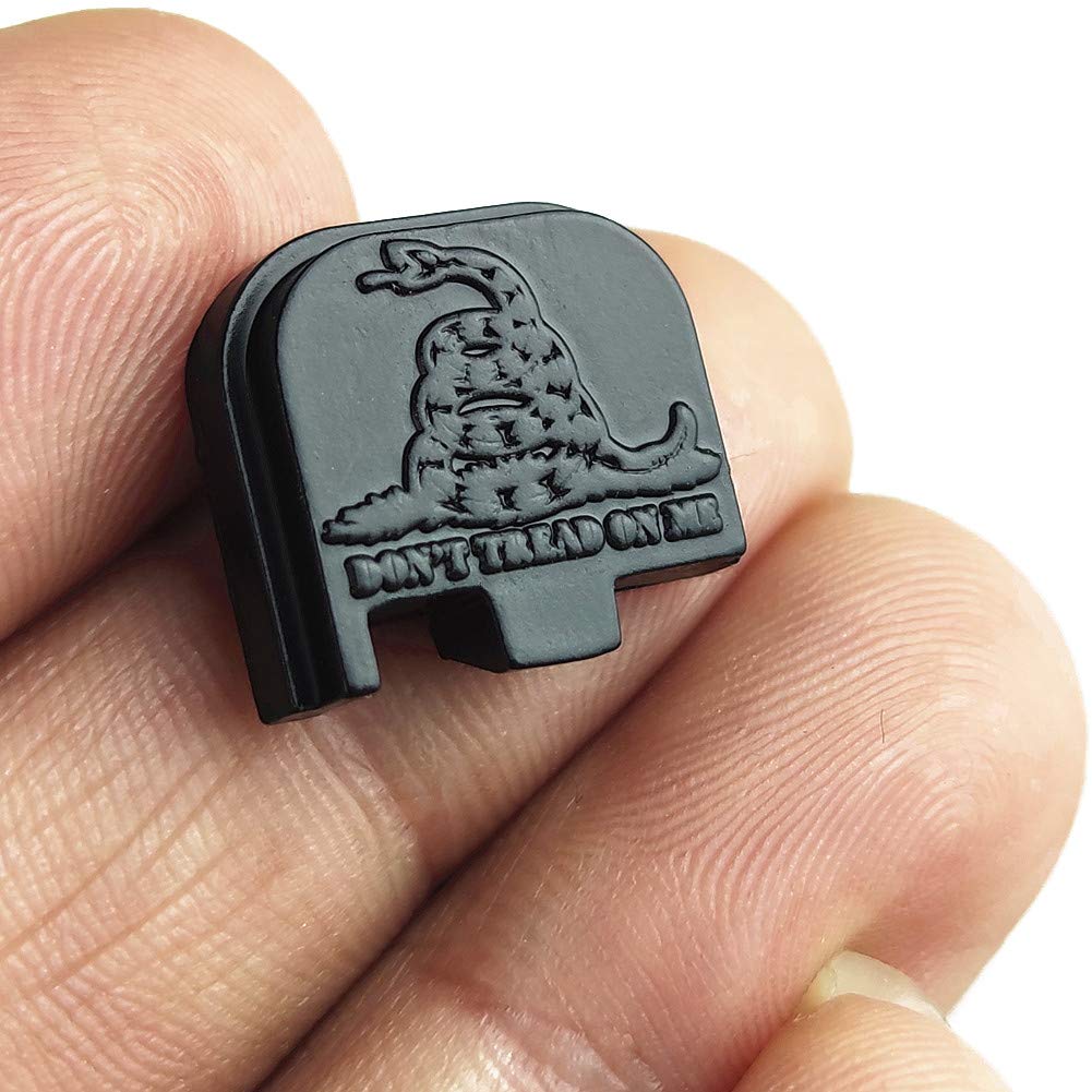 3D Aluminum Rear Cover Slide Back Butt Plate for Sub/Compact Glock 43/43X/48, Don't Tread ON ME (3D)