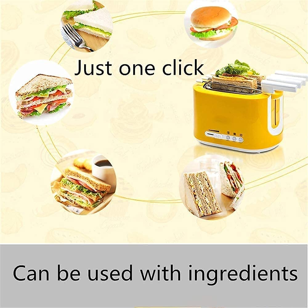 Automatic toaster breakfast machine Toaster 2 Slice Toaster Bagel Toaster with Stainless Steel Baking Rack and Sandwich Clips Small Toaster with High-Lift and Wide Slots 6 Bread Shade Sett