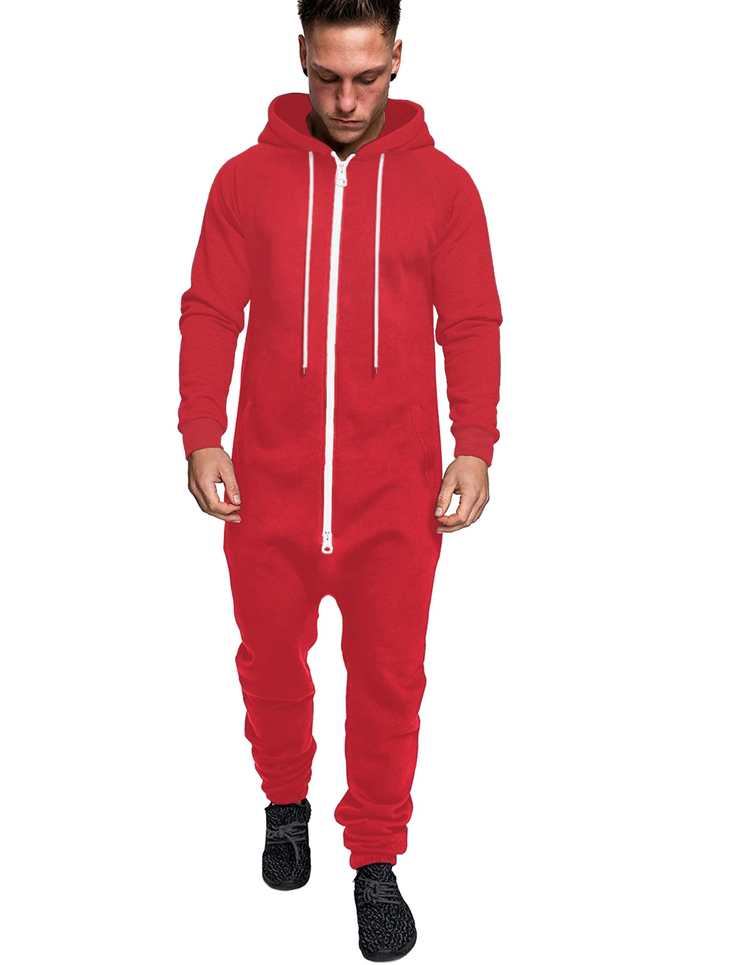 COOFANDY Mens Jumpsuit Onesie Hooded Full Zip One Piece Jogging Tracksuit