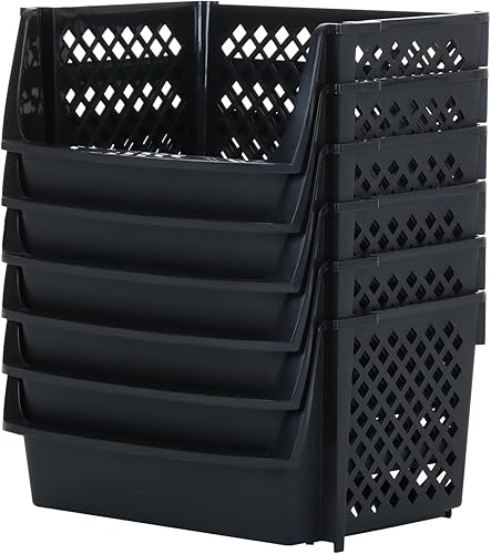 Miniatura 4 de Skywin Contenedores apilables de plástico grandes para despensa, paquete de 6, contenedores apilables para organizar alimentos, cocina y artículos