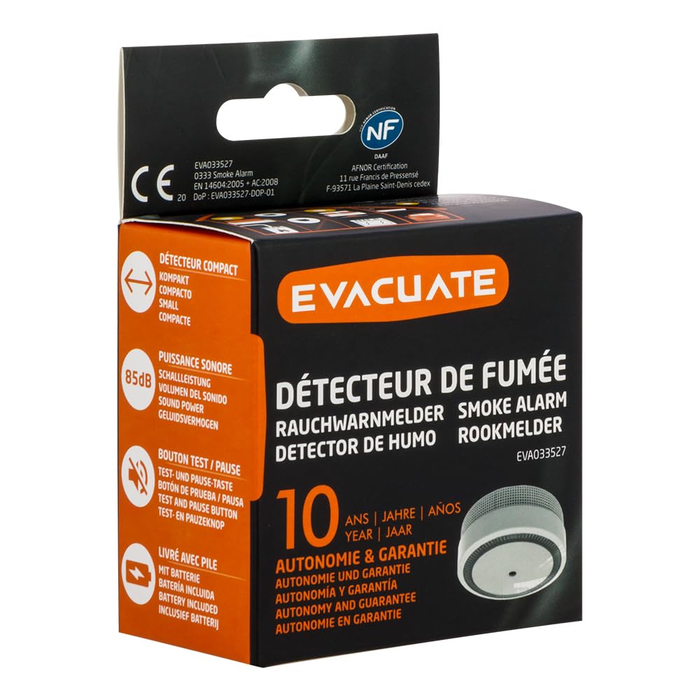 EVACUATE - Lot De 4 Mini Détecteurs De Fumée - Supports Aimantés
