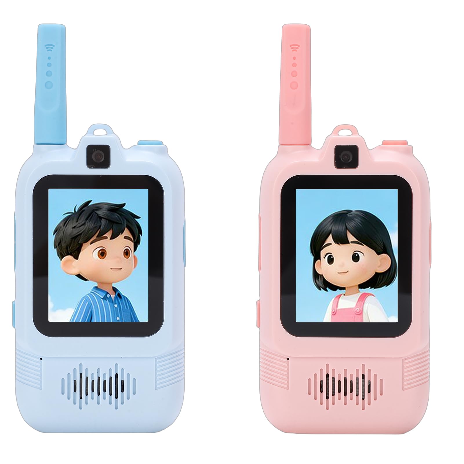 Lot de 2 Talkies-Walkies Vidéo pour Enfants avec Deux Caméras, Interphone Longue Portée Rechargeable, Changeur de Voix, Plus de 8 Heures de Jeu pour Jeux D'intérieur et