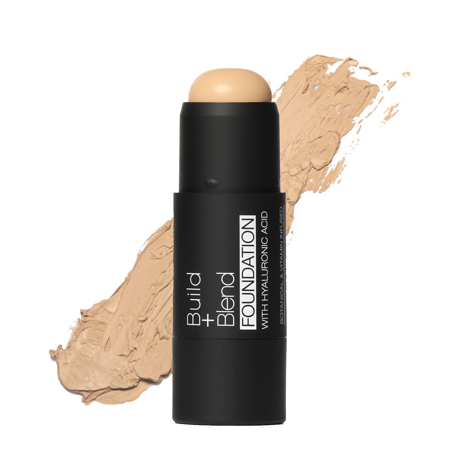 BUILD & BLEND Foundation Stick, Medium Coverage Buildable Contour Stick for Face, Ultra Blendable Creamy Formula for a Natural Shine Free Finish, Natural Beige