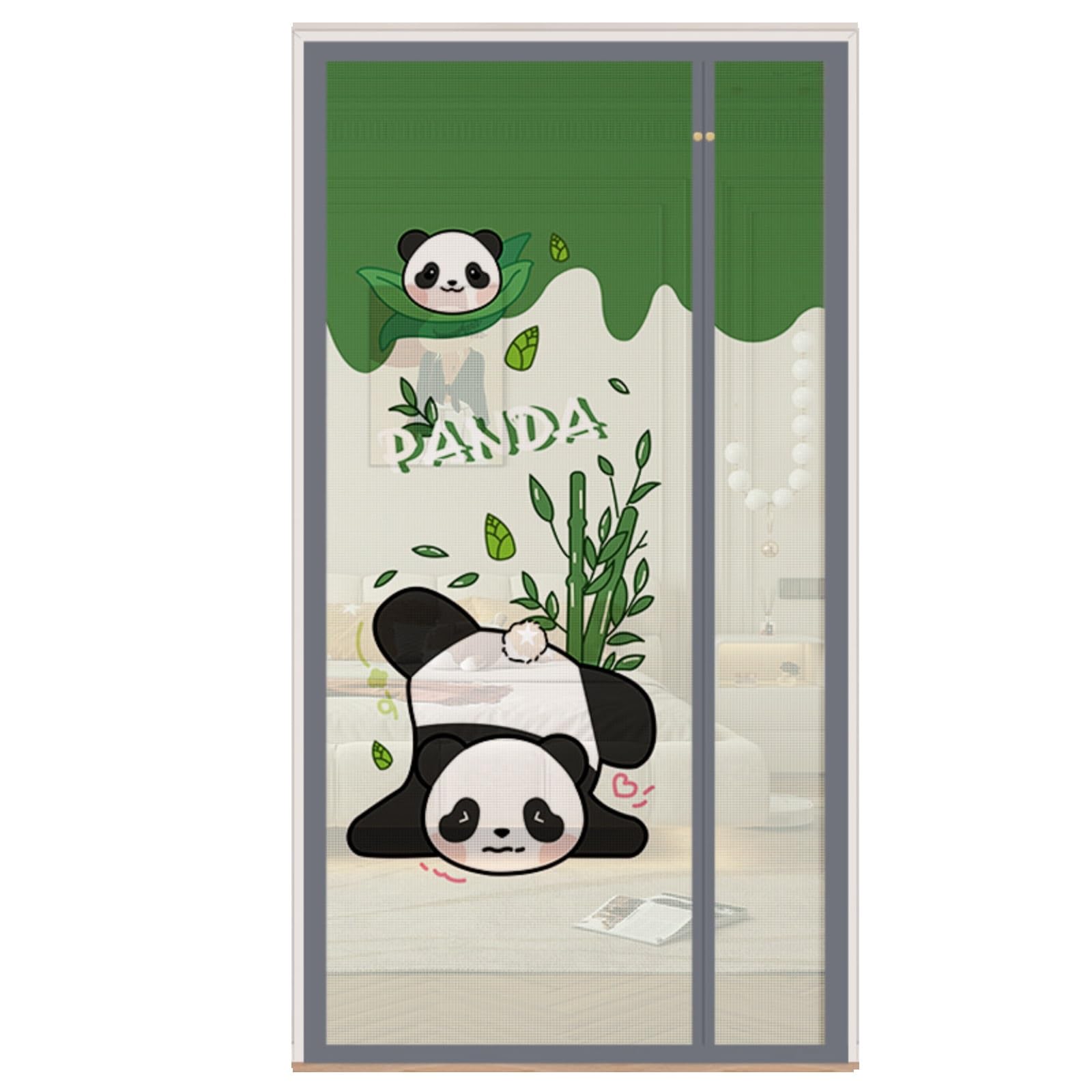 Moustiquaire magnétique de porte 90x210 cm avec ouverture gauche motif panda