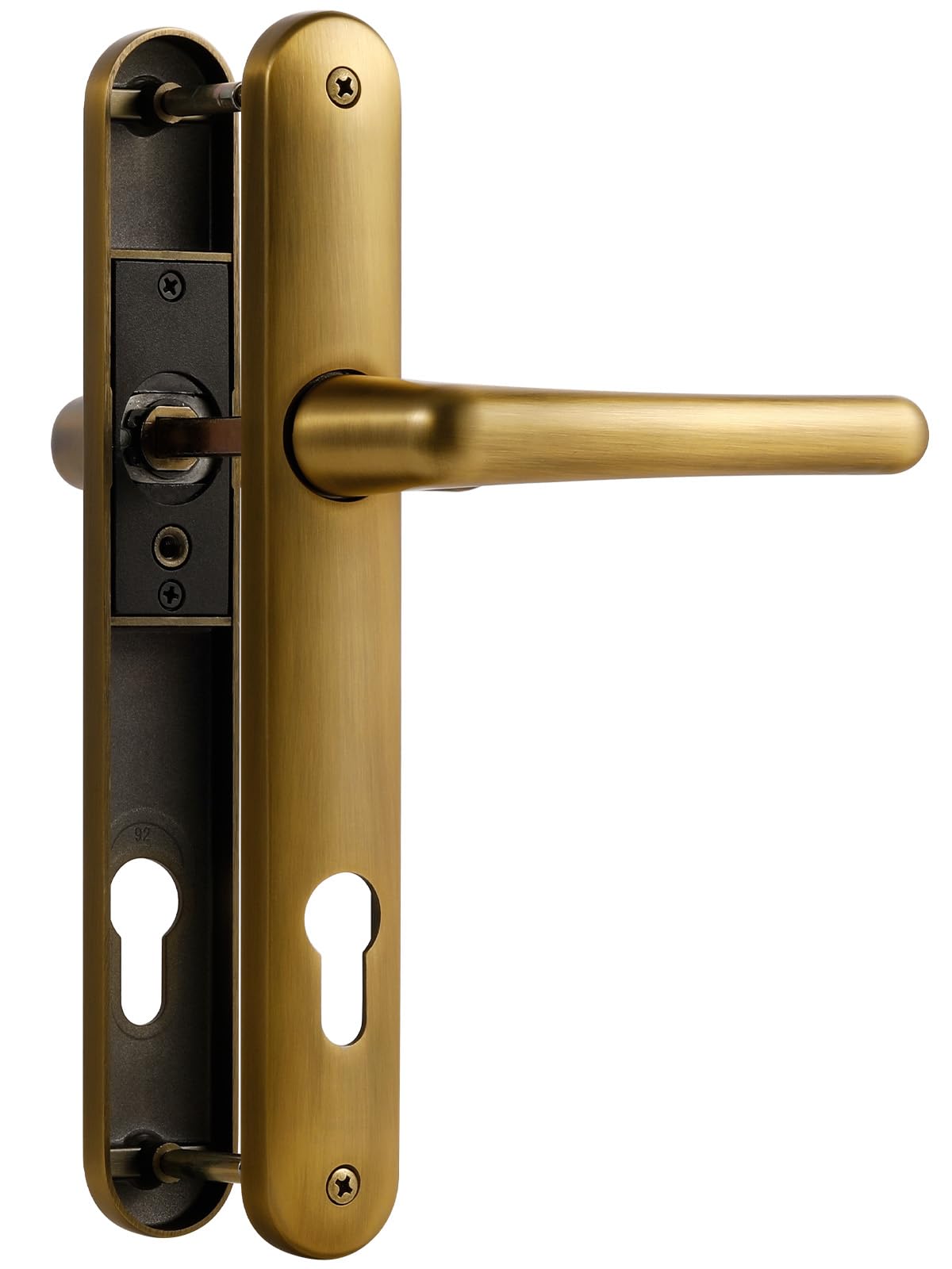 SORWDUERM Antique Bronze Door Handles Set 92mm PZ Centres 210mm Screw Hole Distance 220mm Backplate Length Replacement Door Lever for UPVC Composite Timber Door Zinc Alloy