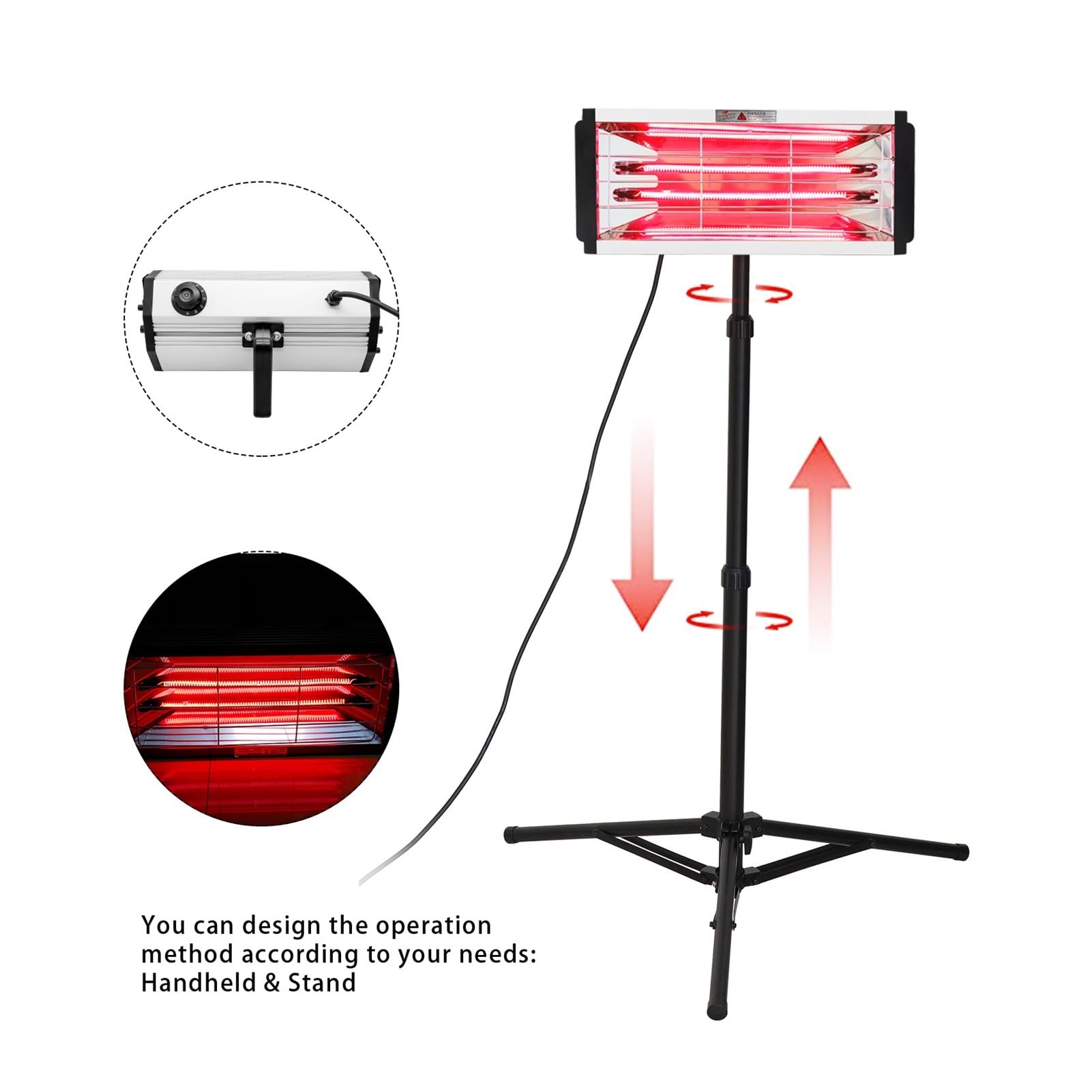 Lampa do utwardzania lakieru, Przenośna lampa lakiernicza z czerwoną linią, lampa do pieczenia o krótkiej fali, lakier samochodowy w sprayu, szybkie suszenie i podgrzewanie(K003)