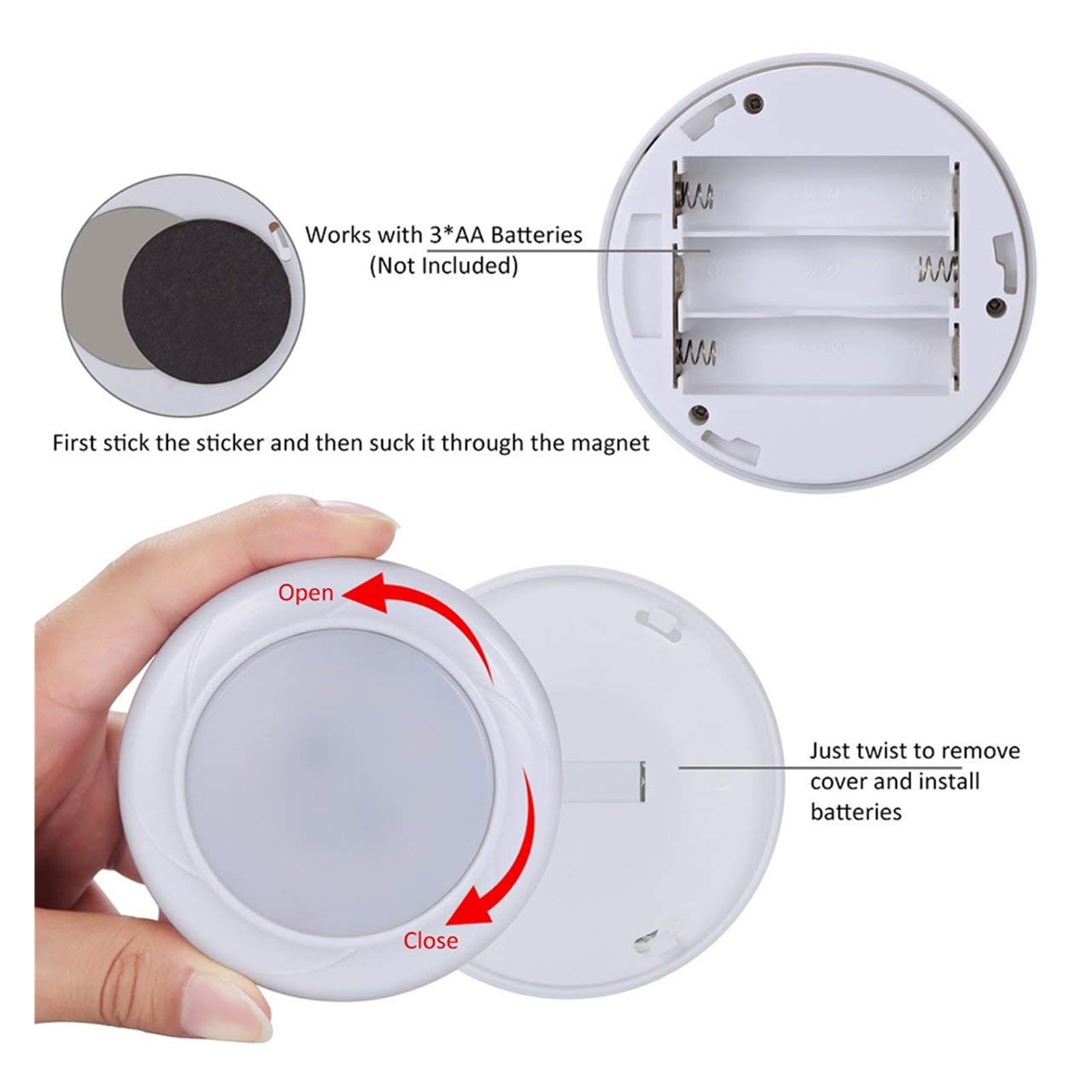 Dimmbare 10 LED-Unterschrankleuchte, Touch-Sensor, Warm + Weiße Fernbedienung, For Innenlampe, Schrank, Küche, Toilette, Nachtlicht Bewegungsmelder(1 Controller 3 lamp)