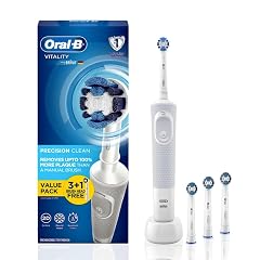 Oral-B Vitality Rechargeable Rotating Electric Toothbrush For Adults With 4 Brush Heads & 2 Modes (Daily & Sensitive), 2 Min Timer With Quadpacer, 2 Year Warranty By, IPX7 Water Resistant,(White, 1)