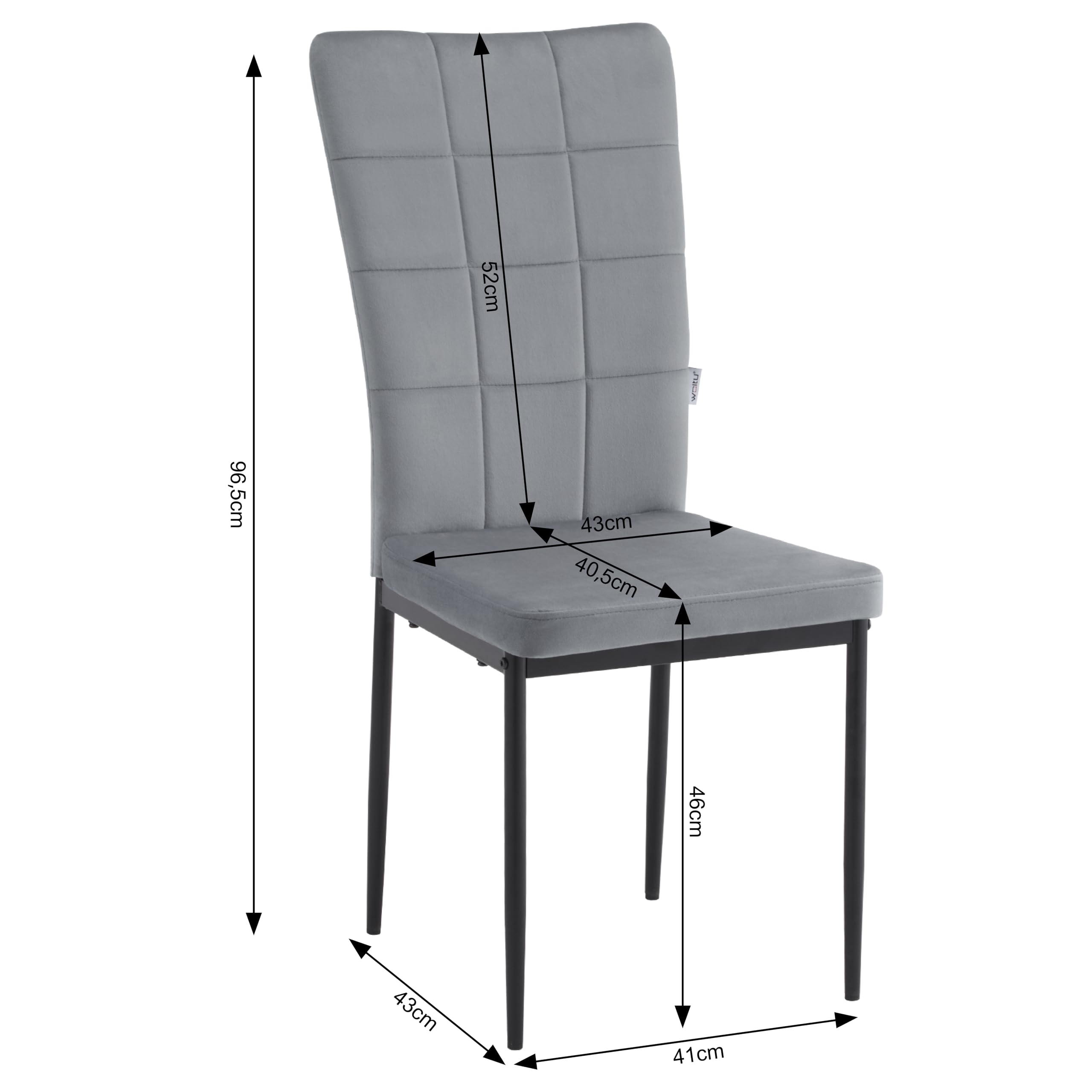 WOLTU Esszimmerstühle 4er Set, mit hoher Rückenlehne, Metallbeinen | Küchenstühle gepolstert mit Samt-Bezug, bis 150 kg belastbar, für Esszimmer Küche Wohnzimmer, Dunkelgrau