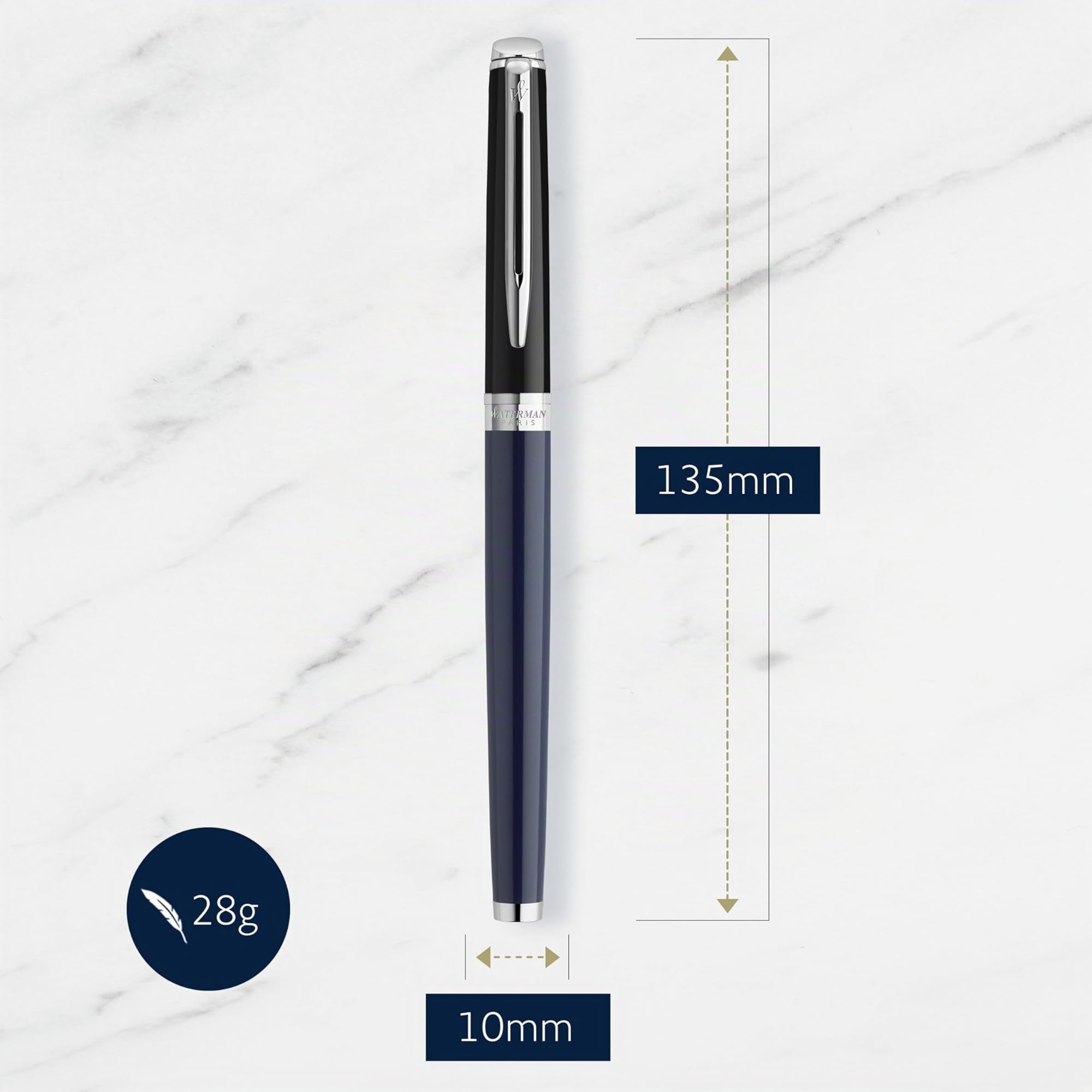 Waterman Hémisphère Tintenroller | Schwarze und blaue Lackierung mit palladiumbeschichteten Zierteilen | feine Spitze | schwarze Tinte | Geschenkbox