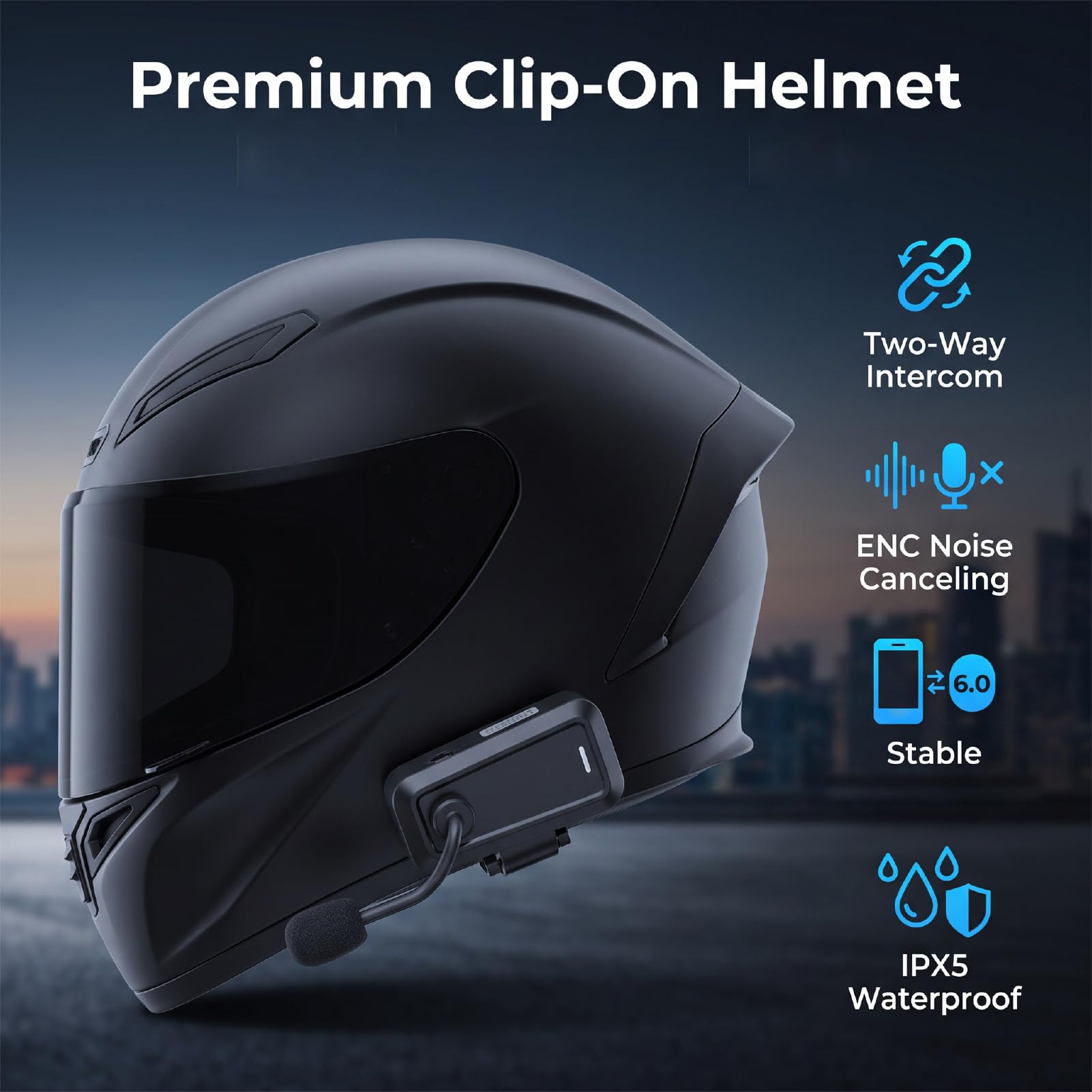 AMONIDA Casco Bluetooth Auriculares, Diseño de Clip