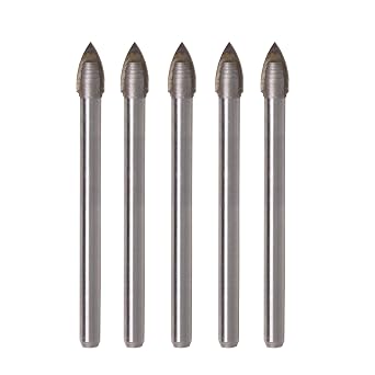 5pcs Triangle Head Tile Drill Bit 1/4 Inch6mm Tip Diameter 64m Length 0.18" Shank Glass Tiles Tip for Drilling Glass, Tile & Ceramic