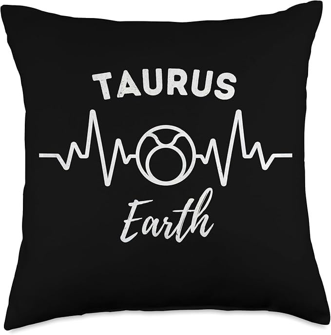Click Here Zodiac Astrology Sign Horoscope Gifts Taurus Heartbeat Earth Sign Zodiac Astrology Throw Pillow, 18x18, Multicolor