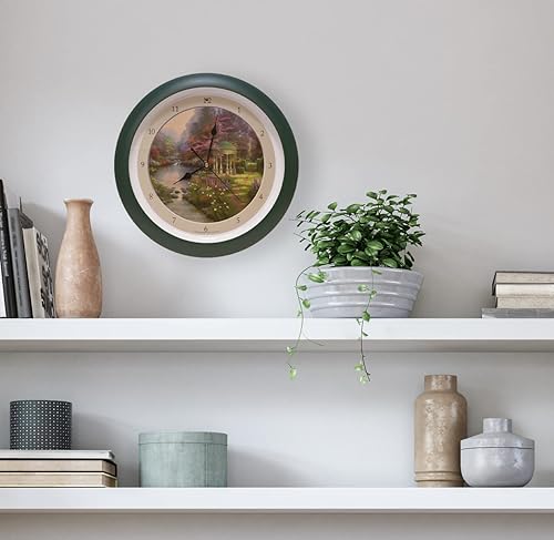 Miniatura 2 de Thomas Kinkade Garden of Prayer - Reloj de pared calmante con sonidos naturales 13 pulgadas color verde