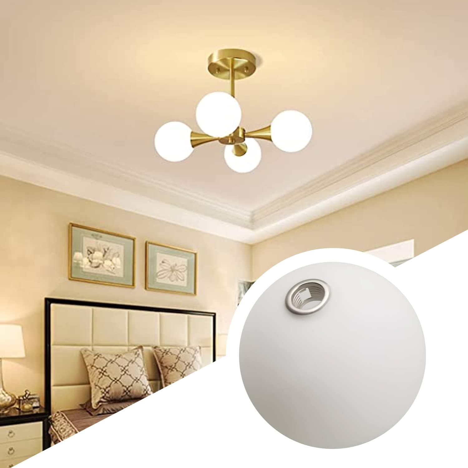 KCO Lighting Milk White Glass Globe Shade Replacement Frosted White Glass Lampshade Cover for Light Fixtures Wall Sconces Chandelier Pendant Light, 7.9” Diameter