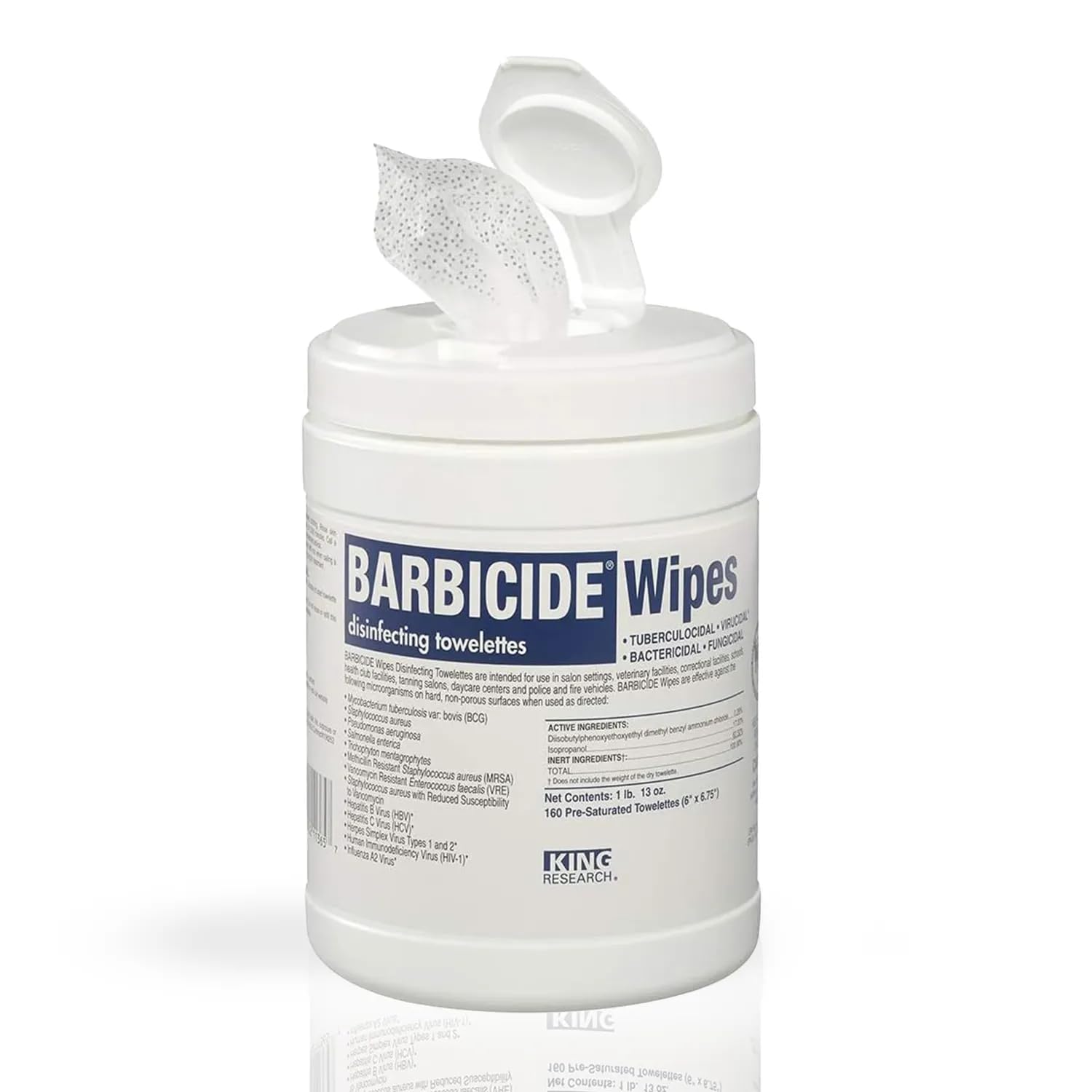 BARBICIDE Disinfecting Wipes - EPA-Registered Broad Spectrum Disinfectant wipes for Salon and Home | 160 Count (Pack of 1)