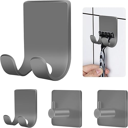 Miniatura 15 de CGBE 4 Paquetes Ganchos de Ducha para Interior de Ducha, Soporte Colgador Autoadhesivo para Afeitadora para Baño, Ganchos de Pared Sin Daños