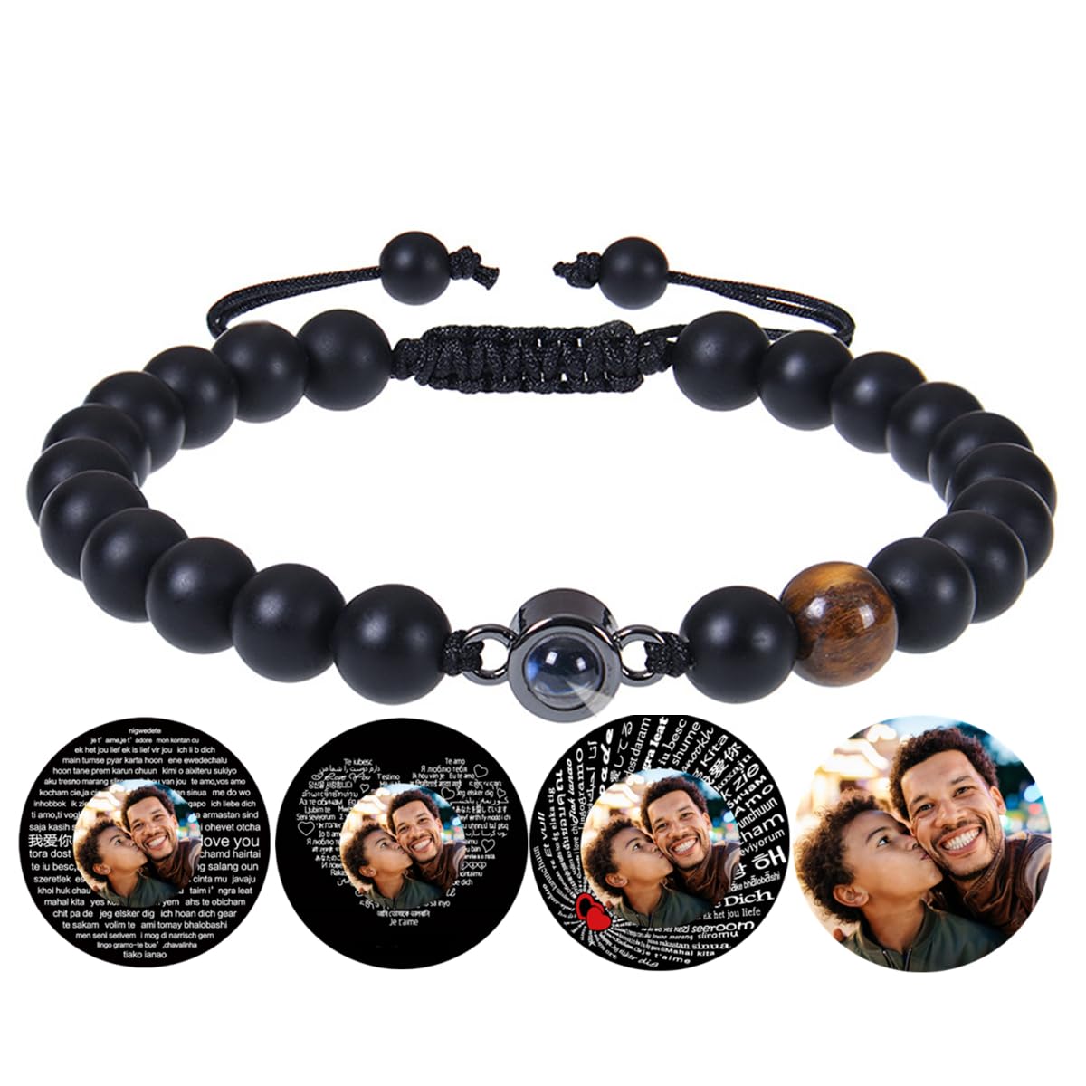 CertykllpPulseras de cuentas con foto personalizada Pulseras de proyección de foto personalizada Mujeres Te quiero pulsera ajustable Día San Valentín Cumpleaños Aniversario Regalos conmemorativos para ella