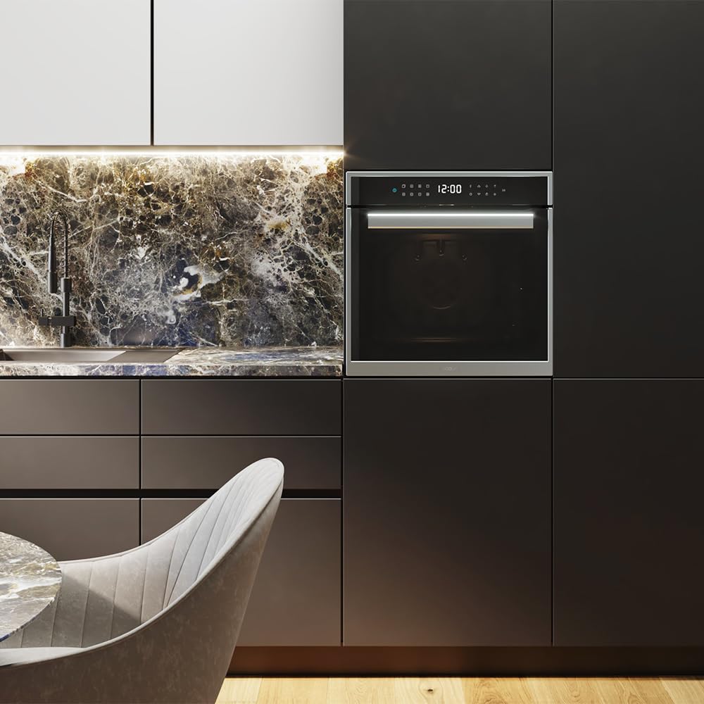 Cecotec Wbudowany piekarnik Pirolityczny 60cm Bolero Hexa P506000 Edge A+. 3400W, pojemność 81L, 11 funkcji z Airfryer Master, Pizza Master, 3D Cooking, Steam Base X2, Piroliza