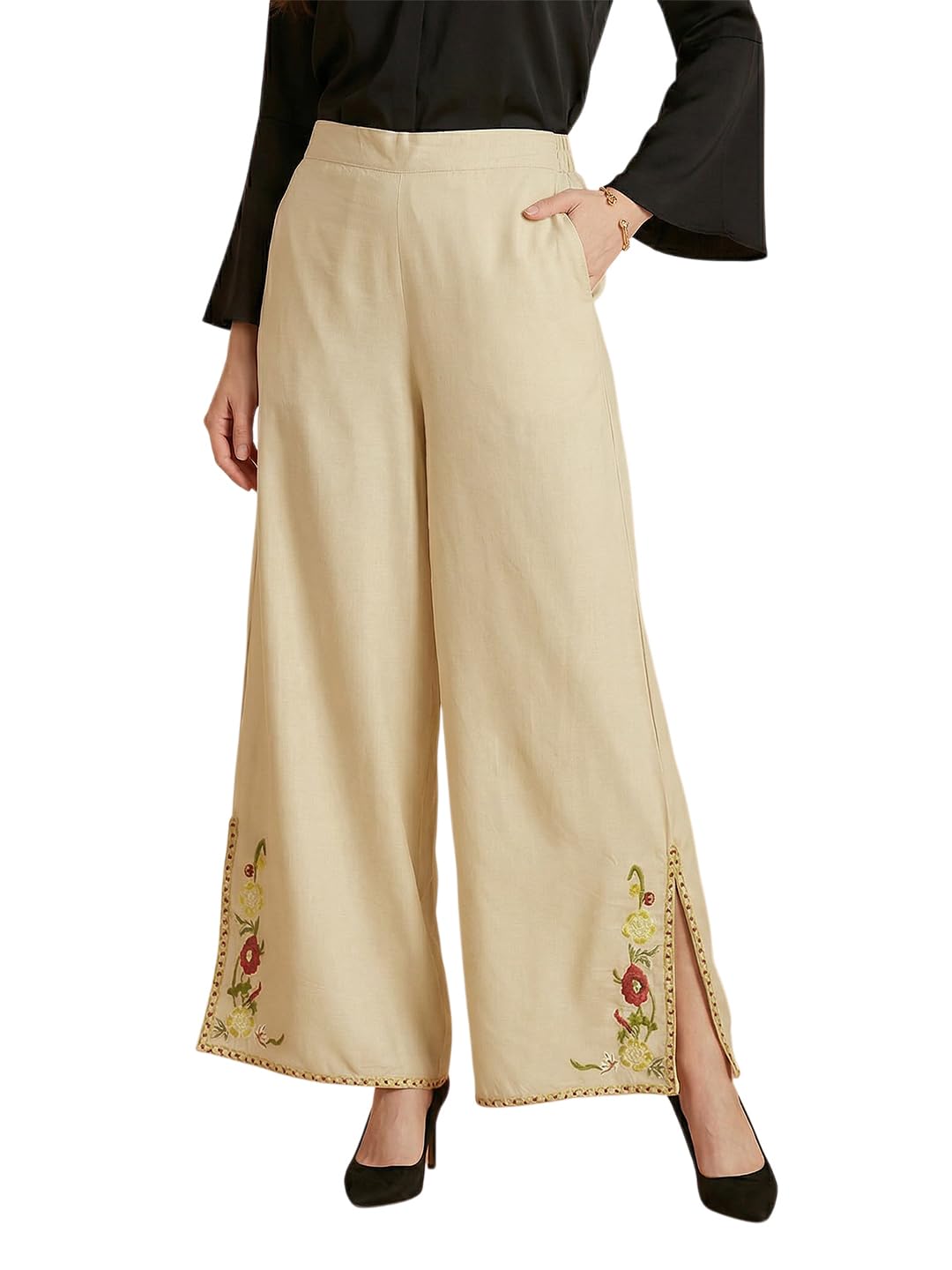 The Souled Store Women Palazzos (8909389029713_Black_L) in black