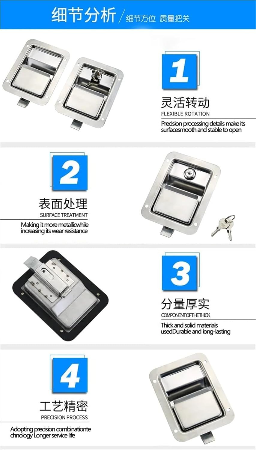 Panel Lock 304 Stainless Steel Engine Hood Toolbox Industrial Machinery Embedded Container Flat Box(No Lock)