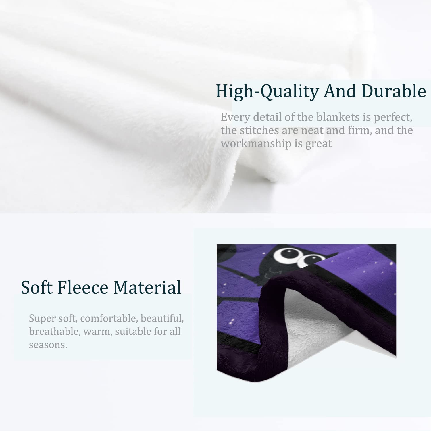 Flannel Fleece Throw Blanket 50X60 Inch, Cozy Soft Fuzzy Comfort Plush Throw Blanket for Bed Couch Sofa Office Decorative (Purple Owl)