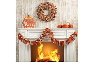 Glitzhome 72" L Fall Fabric Plaid Garland for Festive Fireplace Decor