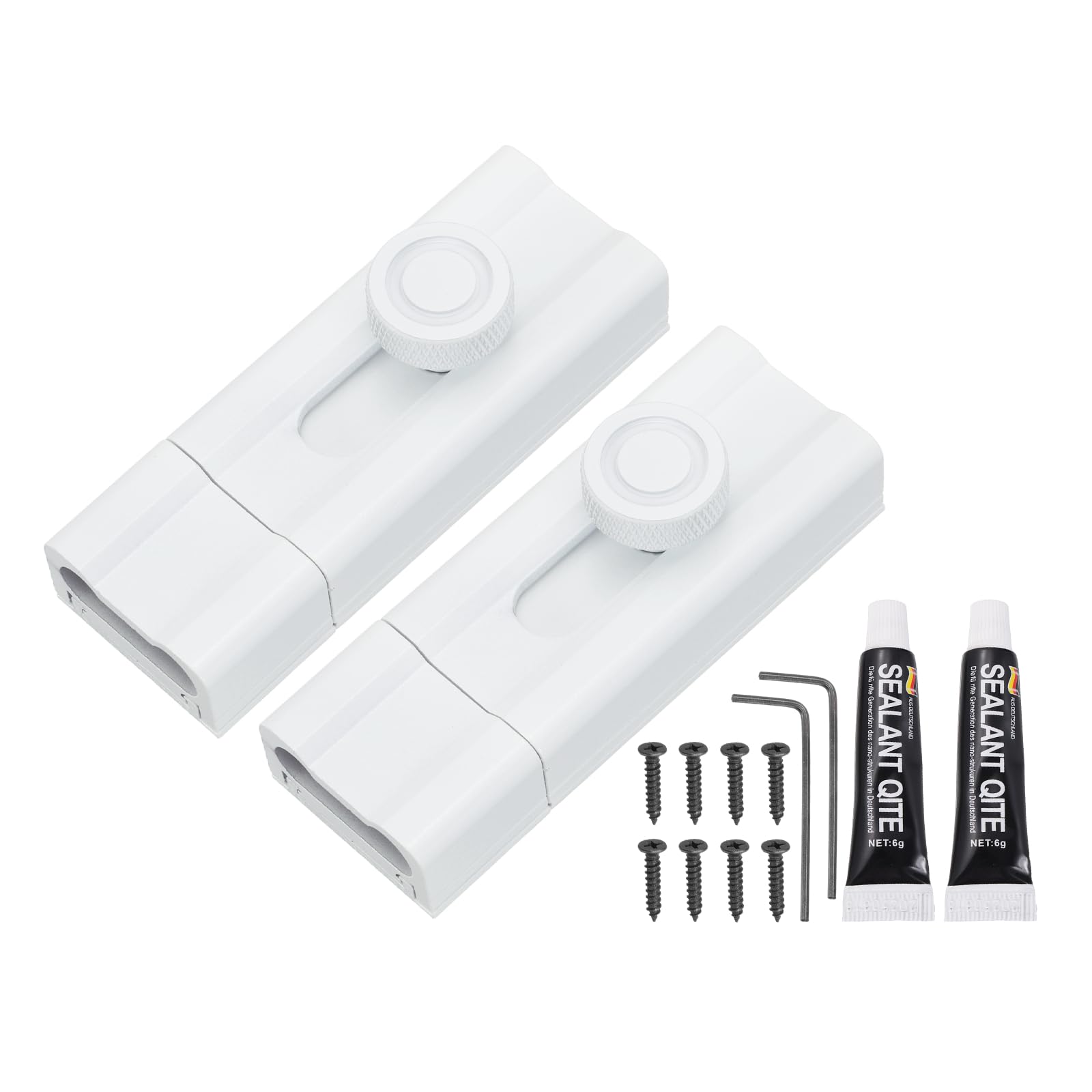 PATIKIL 2 Pcs Slide Barrel Bolt Latch Lock, 3" Adhesive Aluminum Alloy Security Slide Lock Heavy Duty Gate Hardware for Shed Barn Window Screen, White