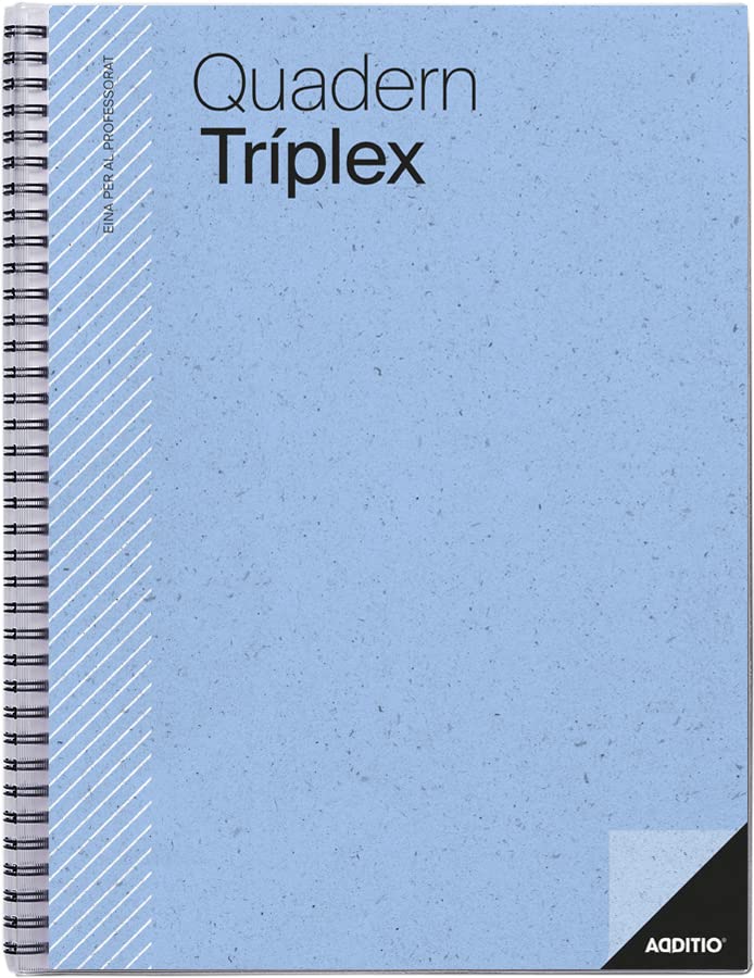 Additio - Cuaderno Tríplex 24 X 31 Cm Azul Catalán En Oferta Additio - Cuaderno Tríplex Para El Profesorado | Planificación Mensual Y Semanal | Evaluación | Tutoría | Reuniones | Papel Ecológico | Tamaño 22,5 X 31 Cm | Catalán | Azul